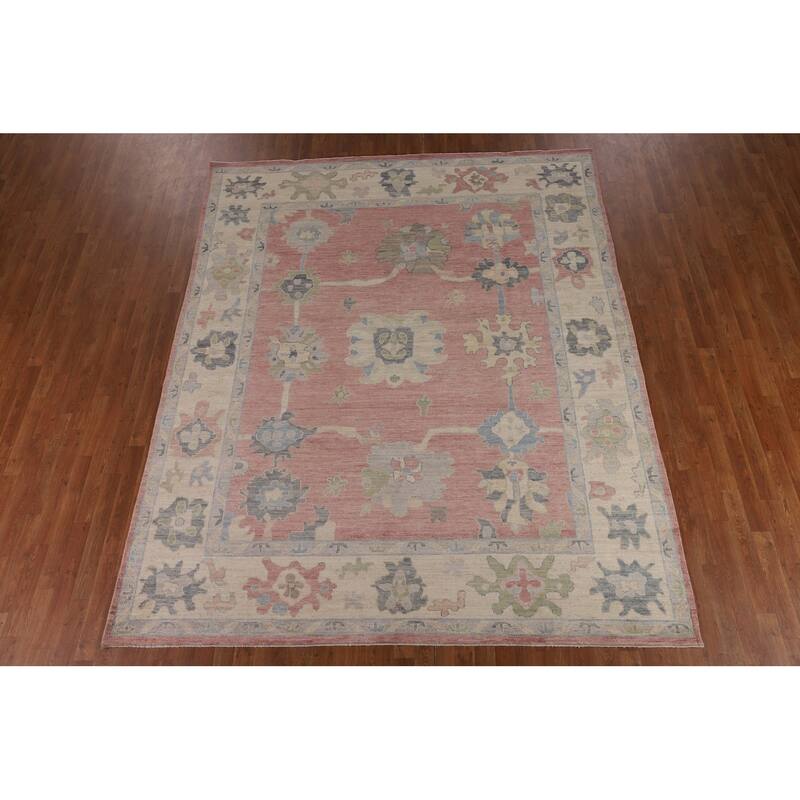 Vegetable Dye Oushak Turkish Area Rug Hand-Knotted Bedroom Wool Carpet - 8'3"x 10'0"