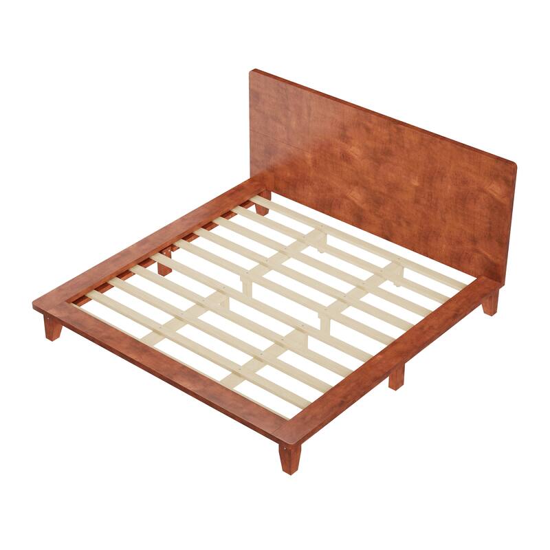 Roomfitters Full/Queen/King Size Wood Platform Bed with Headboard and Slat Support