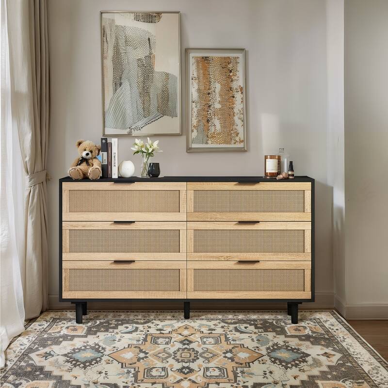 6-Drawers Rattan Storage Cabinet