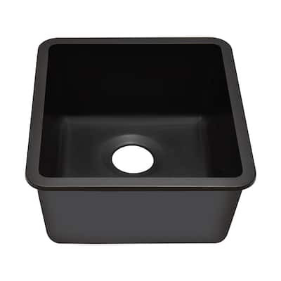 16 Inch Lexicon Platinum Quartz Composite Drop-in Undermount Single Bowl Galaxy Black Kitchen Sink LP-1618-K-SO