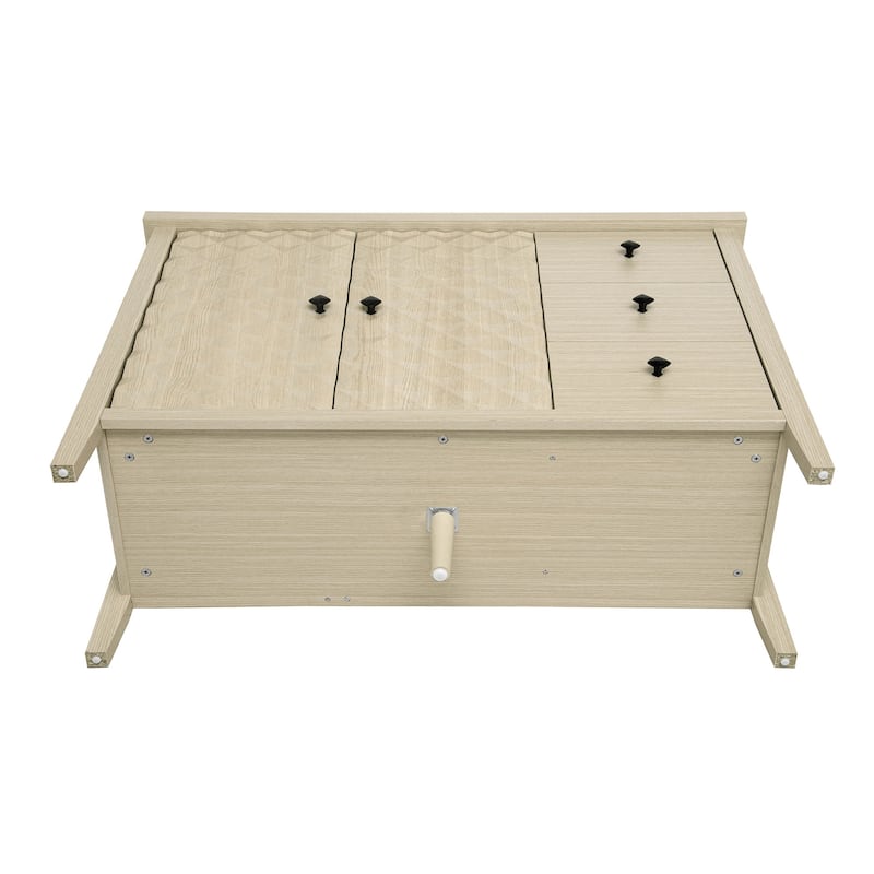 Buffet Cabinet with 2 Embossed Doors, Kitchen Wooden Storage Cabinet, Accent Cabinet with 3 Drawers & Adjustable Shelves