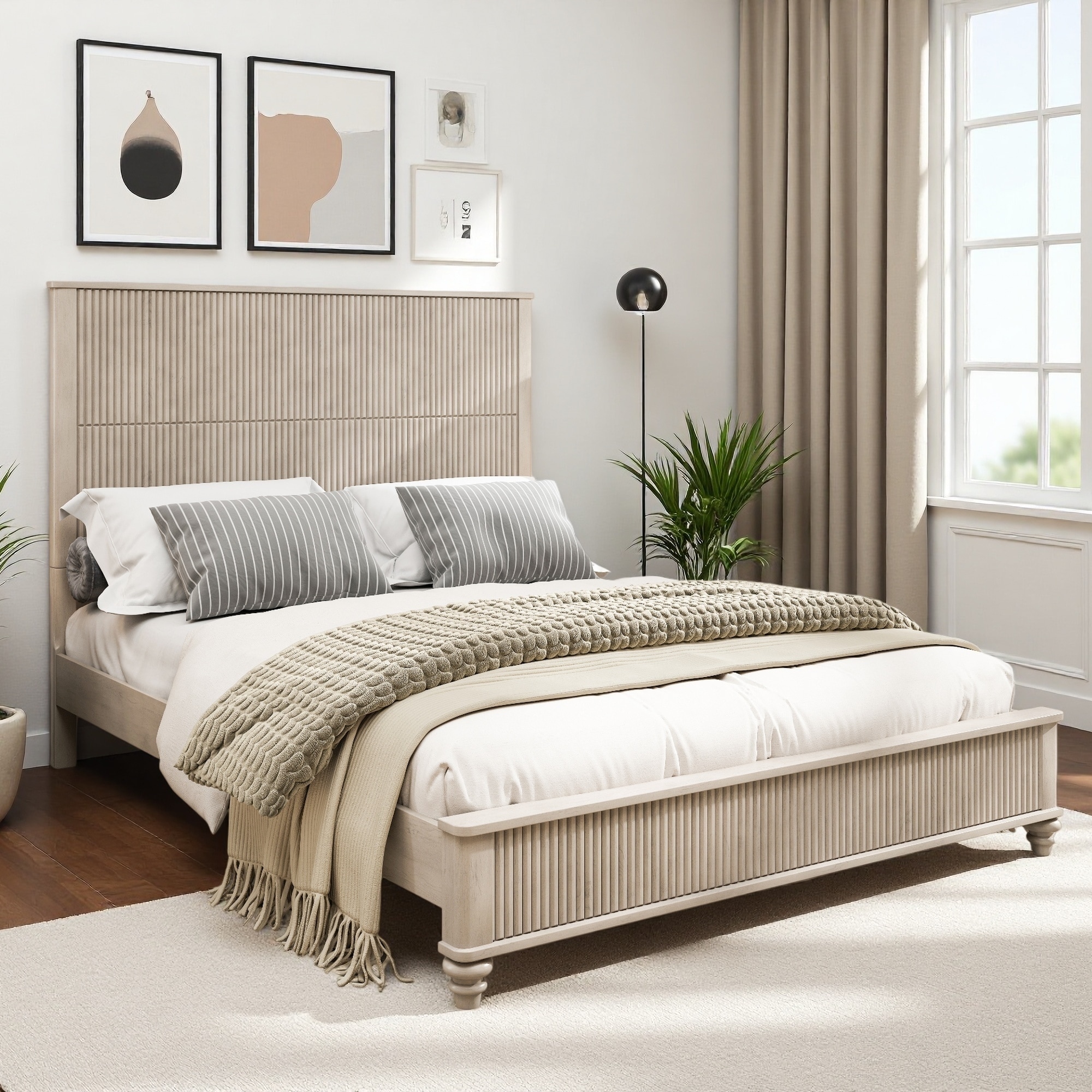 3-Piece Wood Platform Bed Bedroom Set with 2 Nightstands