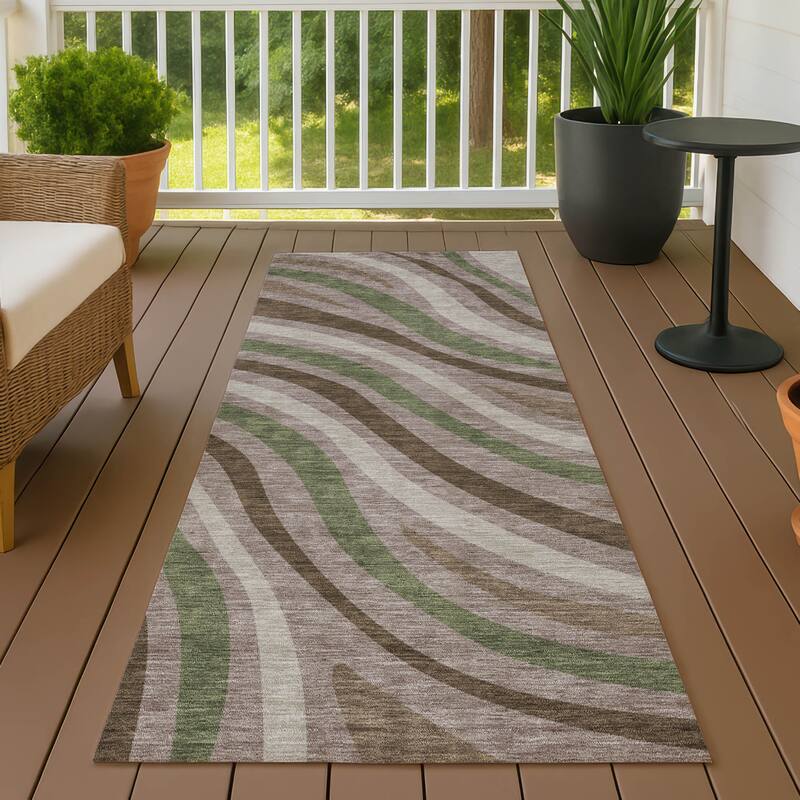 Machine Washable Indoor/ Outdoor Traditional Mimi Chantille Rug - Chocolate - 2'3" x 7'6"