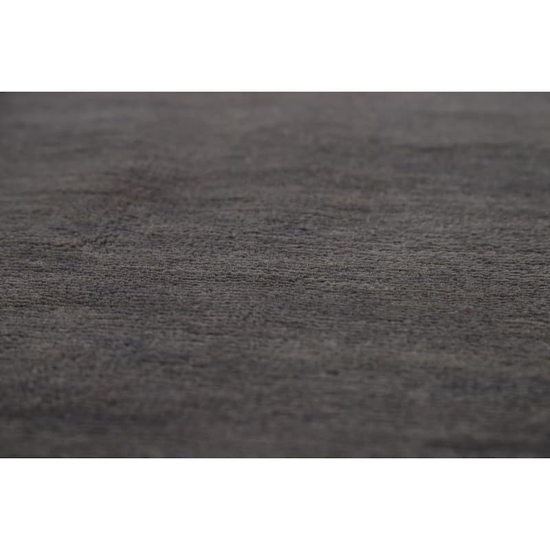 Modern Gray Gabbeh Oriental Area Rug Hand-Knotted Solid Wool Carpet - 5'1" x 6'5"
