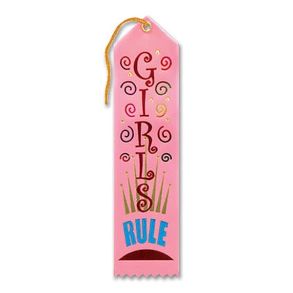 Pack of 6 Pink "Girls Rule Award" Decorative Award Ribbon Bookmarks 8" - N/A