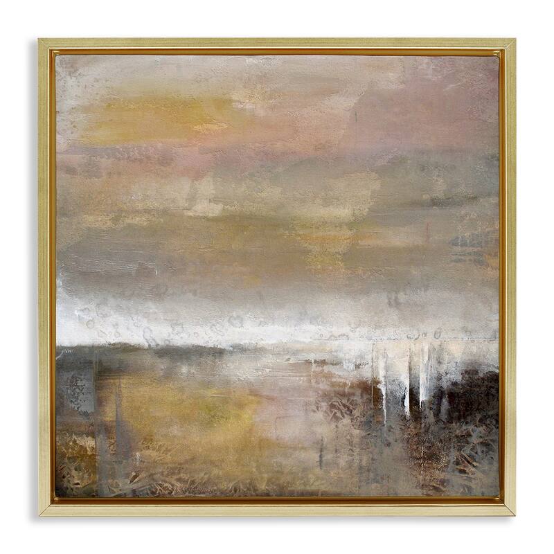 Stupell Neutral Earthy Abstract Landscape Framed Floater Canvas Wall Art Design By Karen Hale - 18 x 18 - Gold