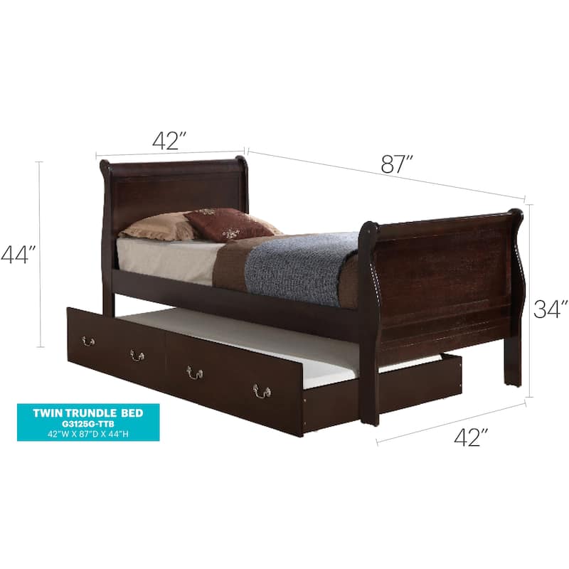 Louis Philippe Twin Trundle Bed with Trundle