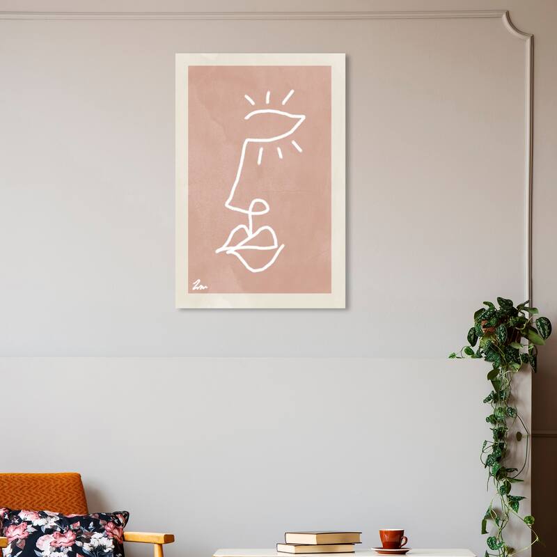 Wynwood Studio Canvas Abstract Half Face Self Portrait Pink and Modern & Contemporary Wall Art Canvas Print - 30 x 20
