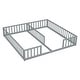preview thumbnail 35 of 52, Twin Size Wood Double Floor Bed with Guardrails For Toddlers