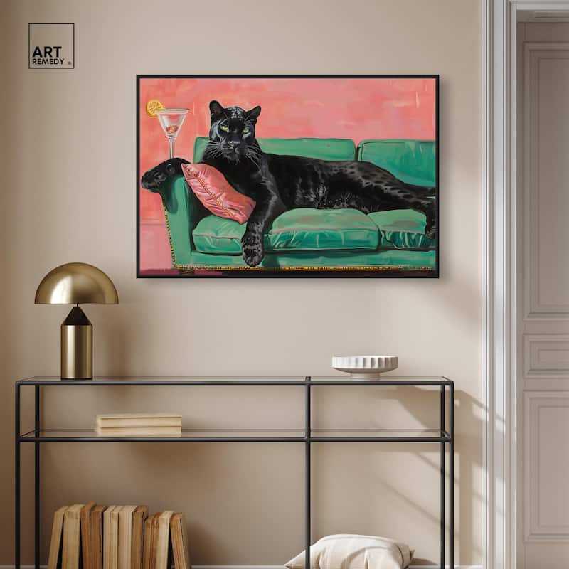 Lounging Panther Canvas by Art Remedy
