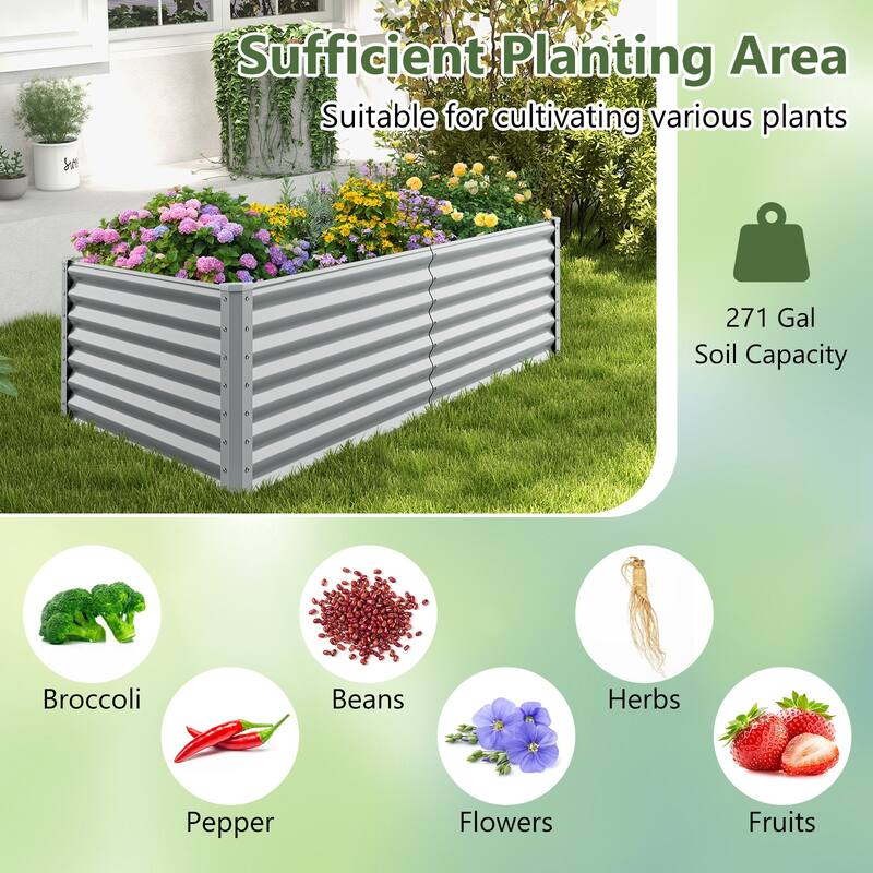 Gymax Raised Garden Bed Large Metal Planter Box Kit for Vegetable Herb