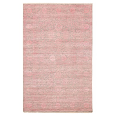 ECARPETGALLERY Hand-knotted Heritage Pink Silk, Wool Rug - 6' 1" x 9' 4"