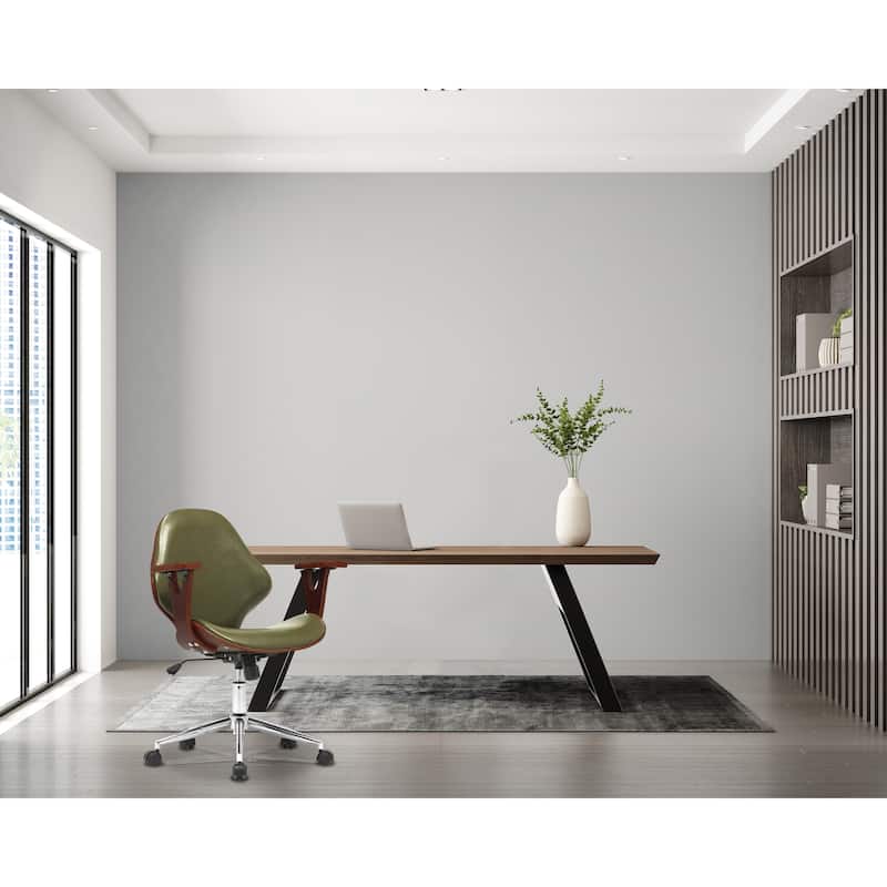 Lillian Faux Leather Mid-Century Office Chair with Chrome Base