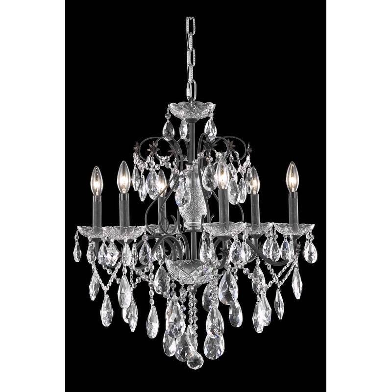 Fleur Illumination Collection Chandelier D:24in H:21in Lt:6 Dark Bronze Finish - Dark bronze/royal cut crystals