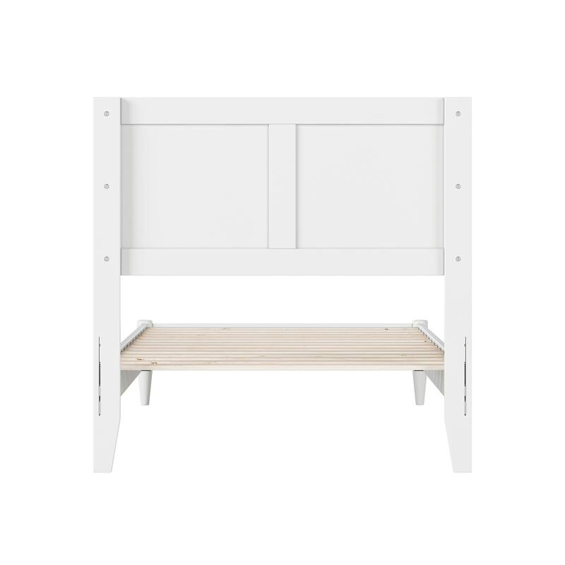 Solid Wood Low Profile Platform Bed - Twin Size, White Finish