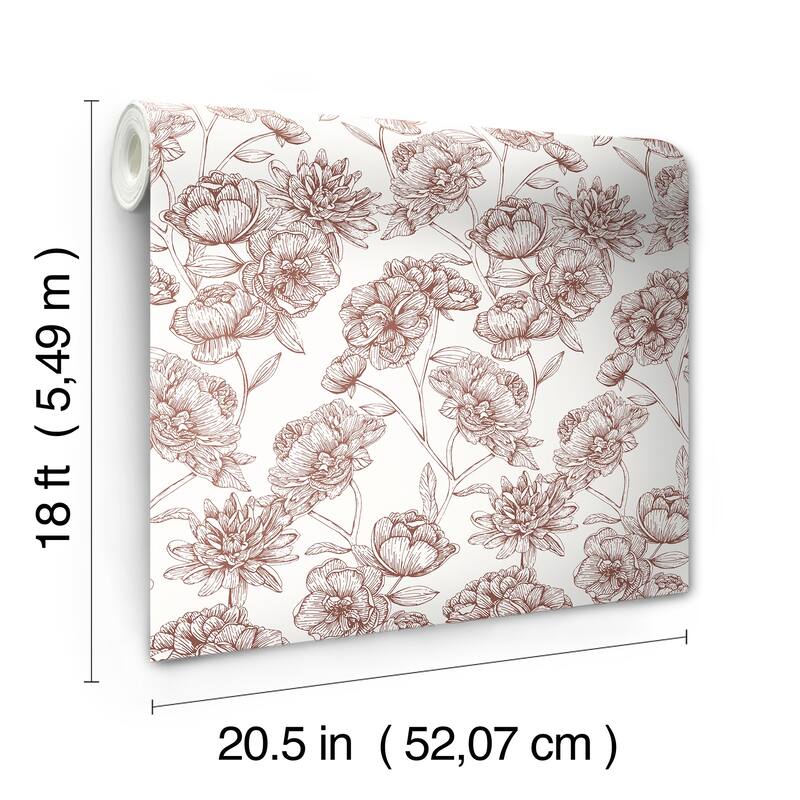 NuWallpaper Gilded Floral Oxblood Peel and Stick Wallpaper