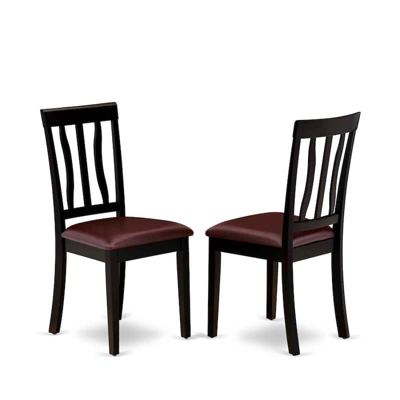 HomeStock 5-Piece Square Black and Cherry Finish Solid Wood Top Dining Table with 4 Chairs