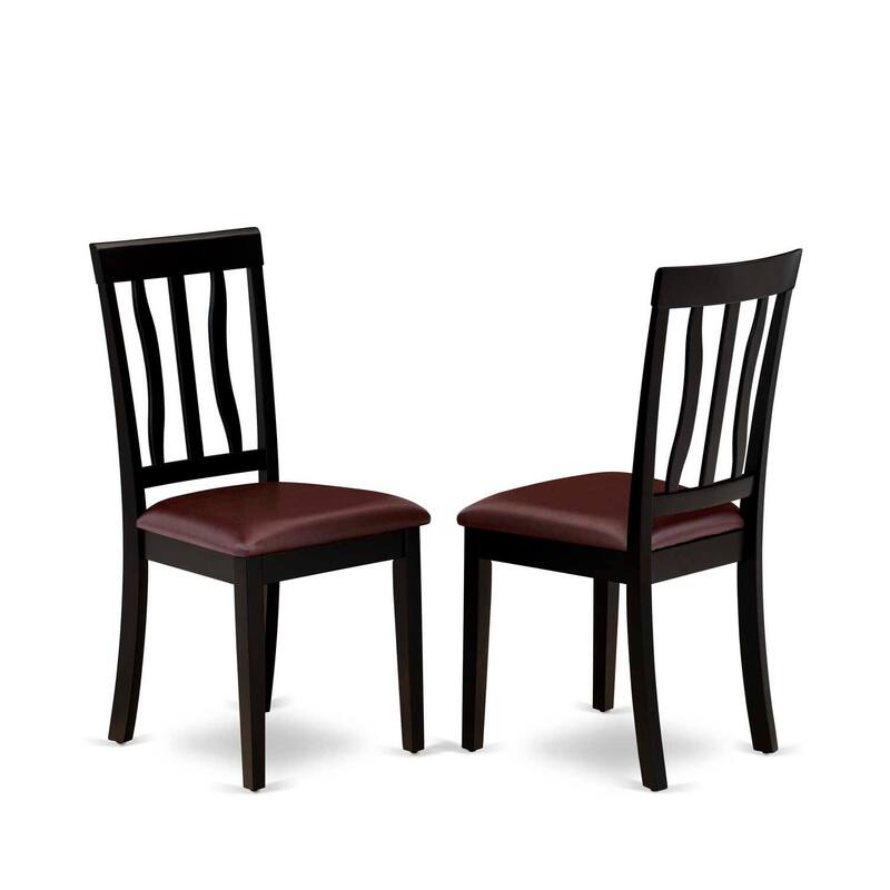 HomeStock 7-Piece Square Black & Cherry Finish Solid Wood Top Dining Table with 6-Chairs