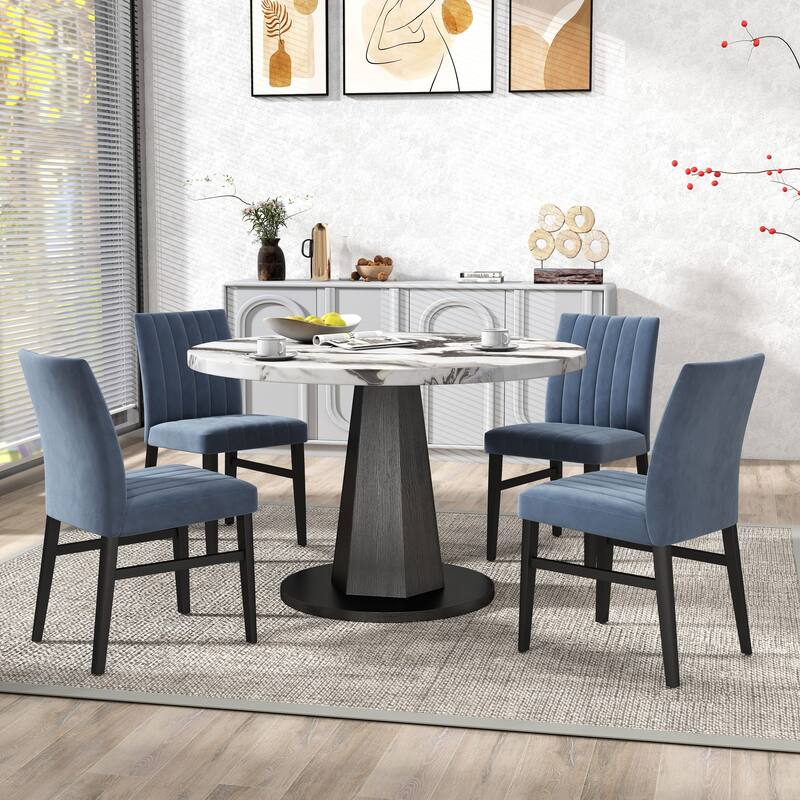 Roundhill Furniture Cavira 5-Piece Round Modern Dining Set