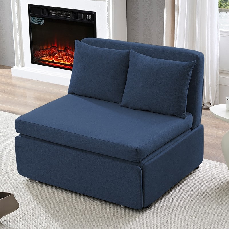 Mixoy Full/Queen Size Sofa Bed,2 in 1 Convertible Linen 1-Seater/Loveseat Sleeper Sofa Couch with Cushions