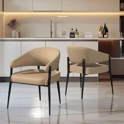Set of 2 Dining Chairs Accent Upholstered Arm Chair Low Back