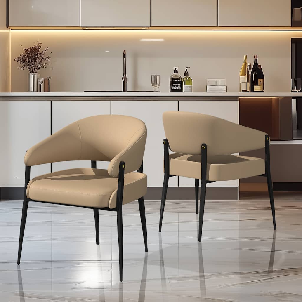Set of 2 Dining Chairs Accent Upholstered Arm Chair Low Back