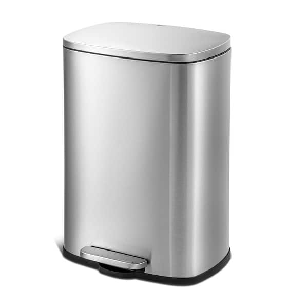 Qualiazero 50L / 13.2 Gallon Rectangular Step Can - Silver - 13.2 Gallons