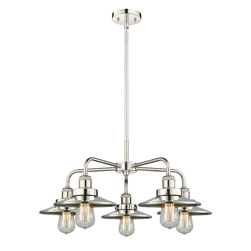 Innovations Lighting Ballston Urban - 5 Light 26" Stem Hung Chandelier - Polished Nickel