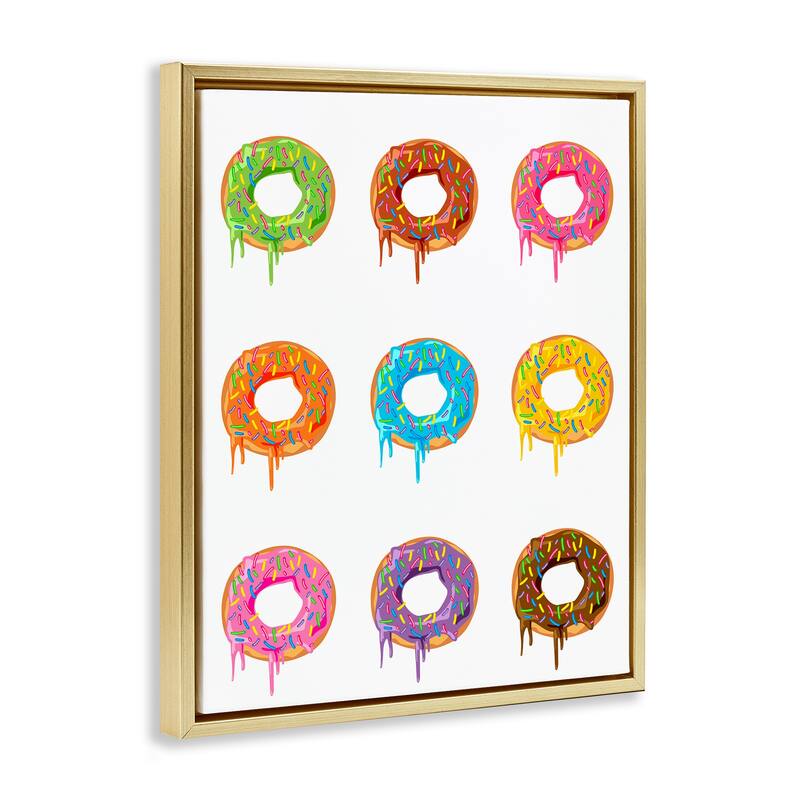 Stupell Bright Donut Rows Framed Floater Canvas Wall Art Design By Marcus Prime