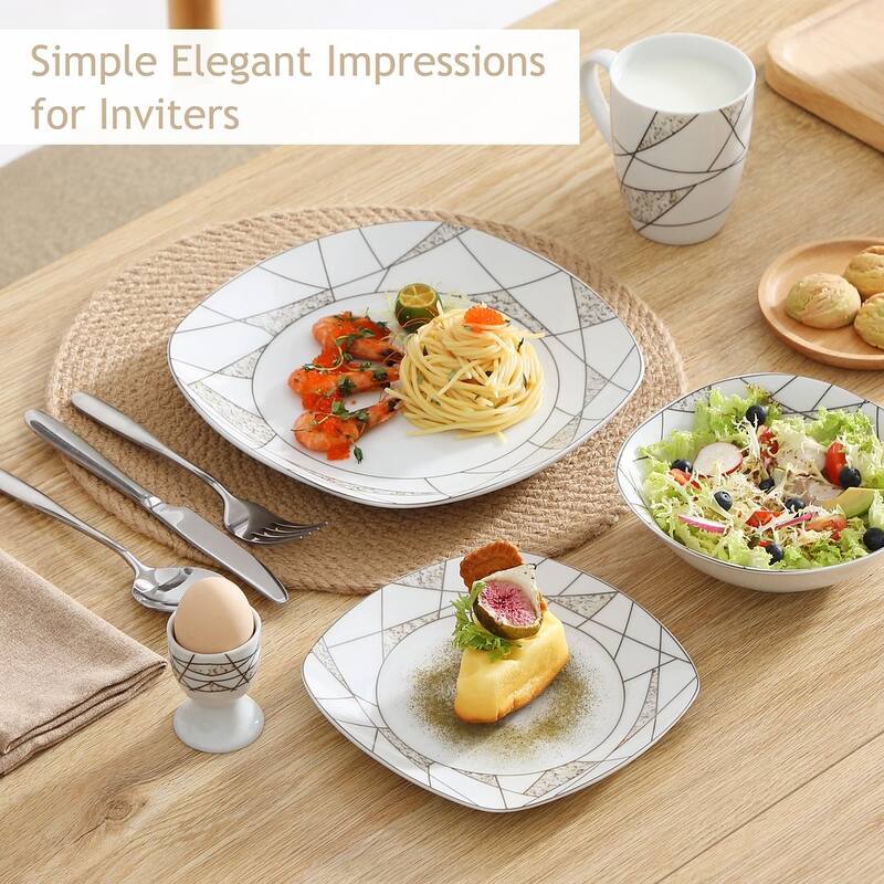 VEWEET 20-Piece White Porcelain Dinnerware Set (Service for 4)