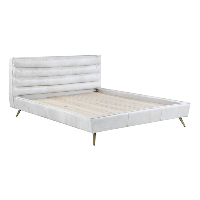 Divina Platform Bed with Tufted Headboard - Queen - Vintage White