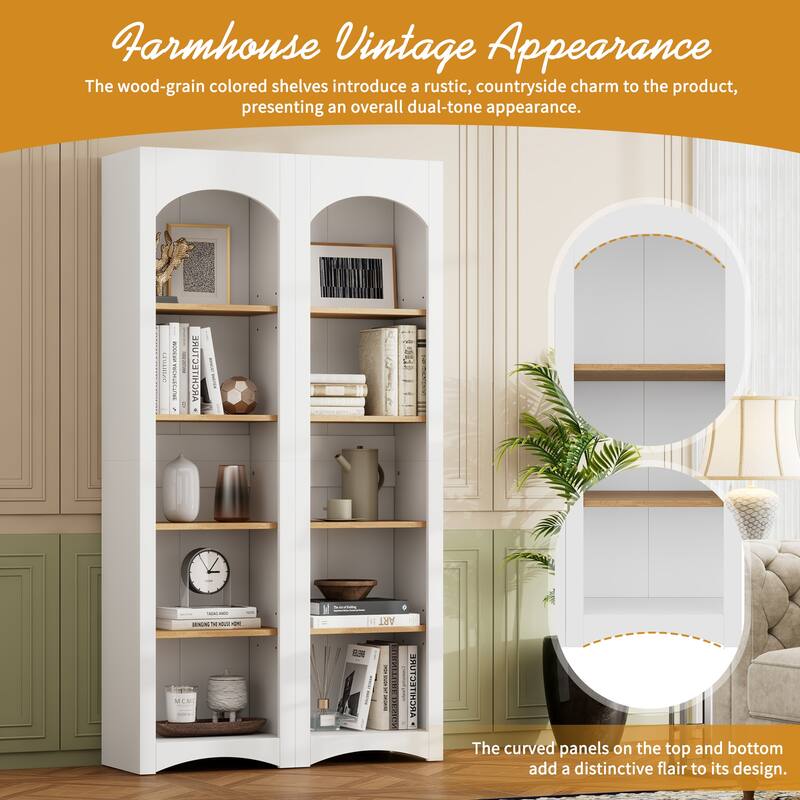 72"Hight Freestanding 5-Tier Bookshelves, Bookcases Set of 2 with Adjustable Shelves