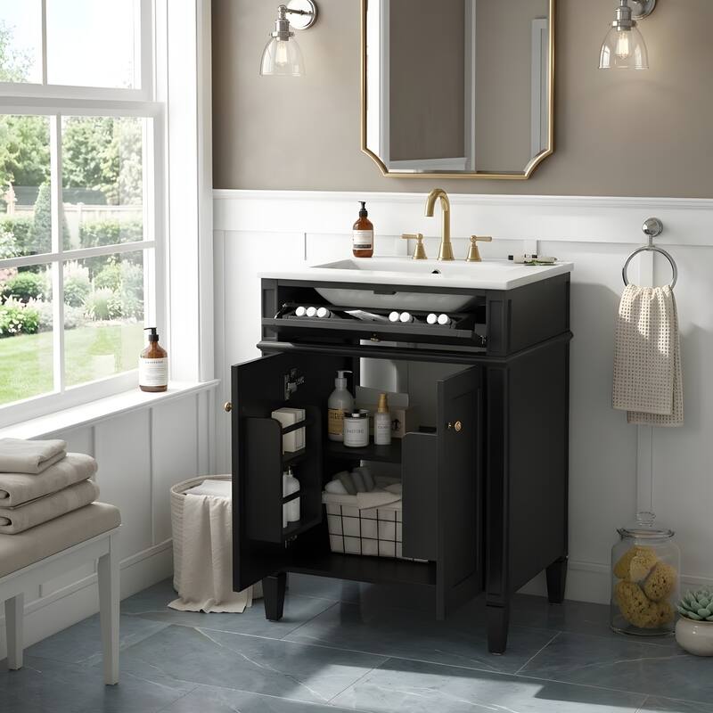 Bathroom Storage Cabinet with Sink, Soft-Closing Doors with Organizers