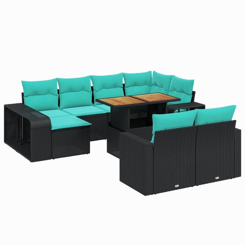vidaXL Patio Sofa Set with Cushions Table and Couches 11 Piece Poly Rattan