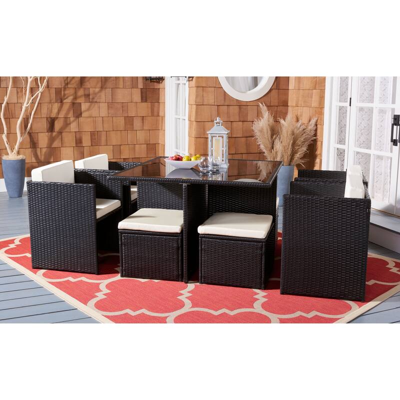 SAFAVIEH Outdoor Living Klena 9-piece Dining Set - 45"W x 45"D x 29"H