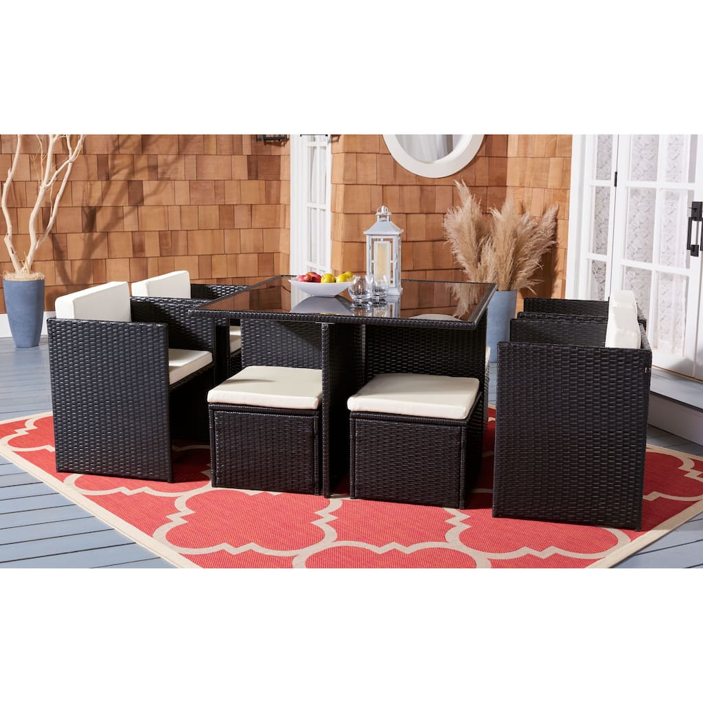 SAFAVIEH Outdoor Living Klena 9-piece Dining Set - 45"W x 45"D x 29"H