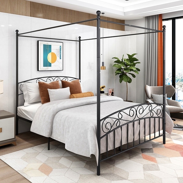 Full size bed frame shop with posts