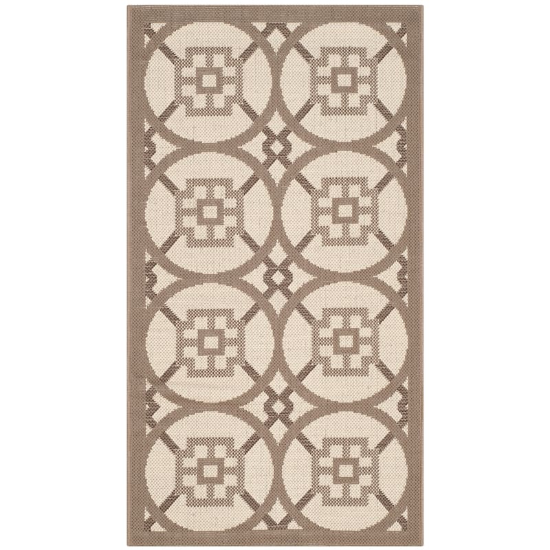 SAFAVIEH Courtyard Gaye Indoor/ Outdoor Waterproof Patio Backyard Rug - 2' x 3'7" - Beige/Dark Beige