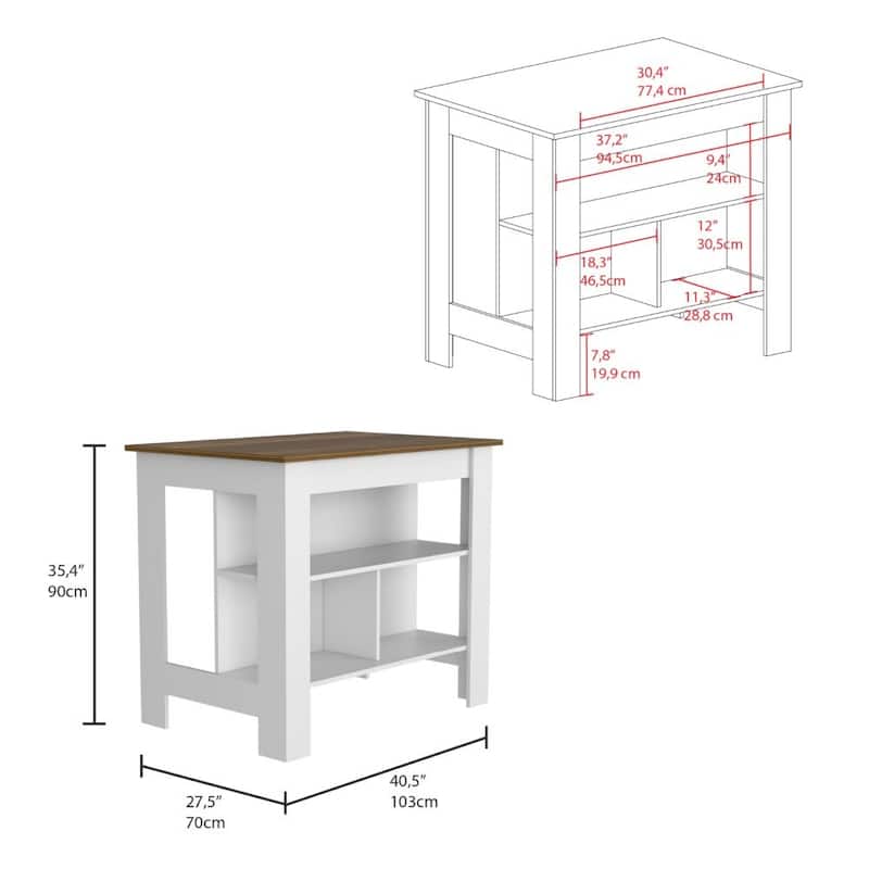 TUHOME Phoenix 2-Piece Kitchen Set with Kitchen Island and Utility Sink Cabinet - N/A