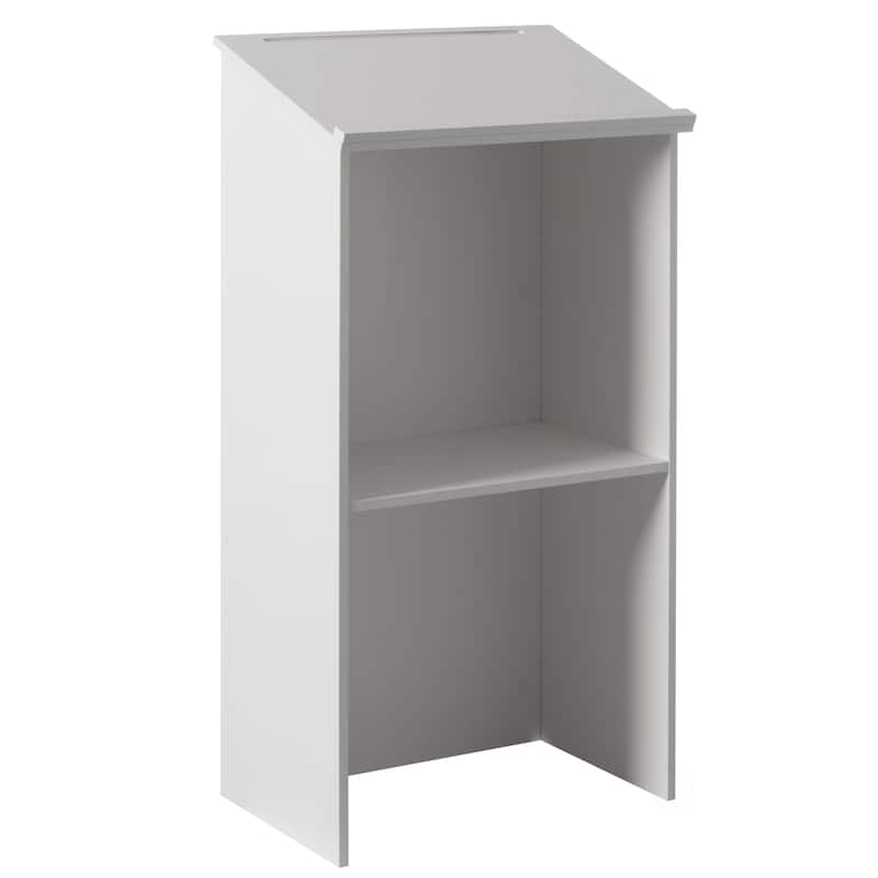 Standing Floor Podium with Storage for Church, School, Office or Home - White