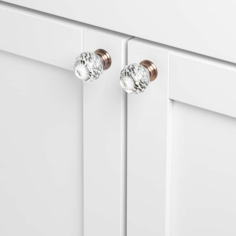 GlideRite 1.19-inch Clear K9 Crystal Cabinet Knobs Oil Rubbed Bronze (Pack of 10 or 25)