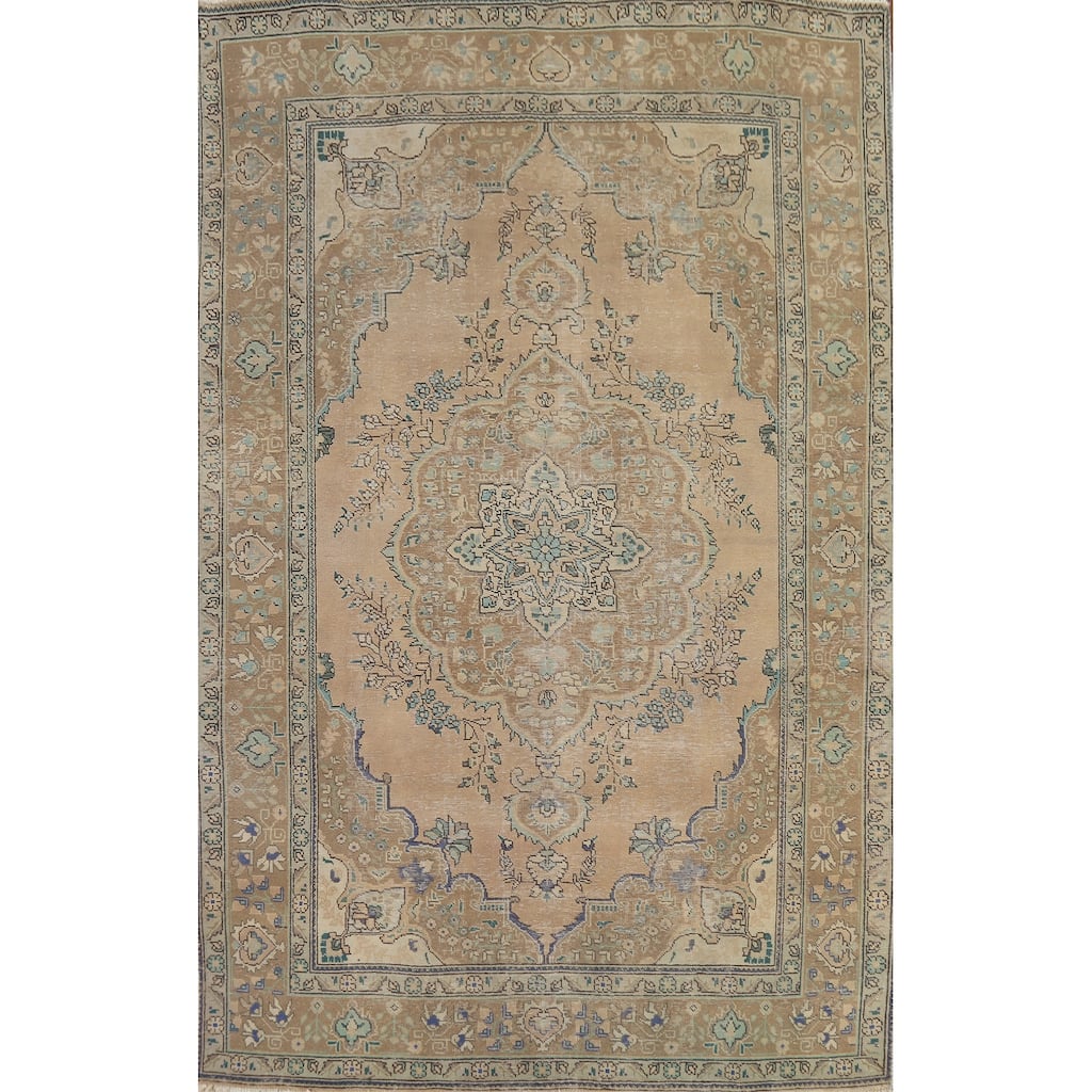 Tabriz Persian Vintage Area Rug Handmade Bedroom Wool Carpet - 6'6"x 9'9"