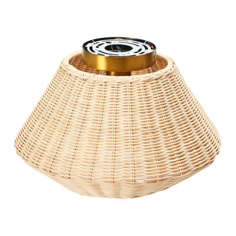 Rattan Shade Ceiling Lamp - 13.8"L x 13.8"W x 8.9"H