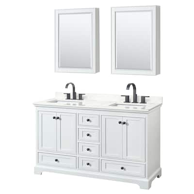 Deborah 60-inch Double Vanity, Quartz Top, Medicine Cabinets