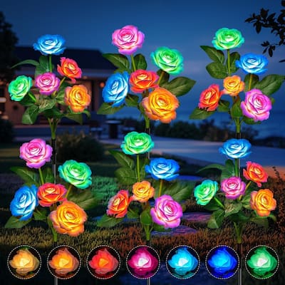 6-Pack Solar Rose Garden Lights – Color Changing, Waterproof