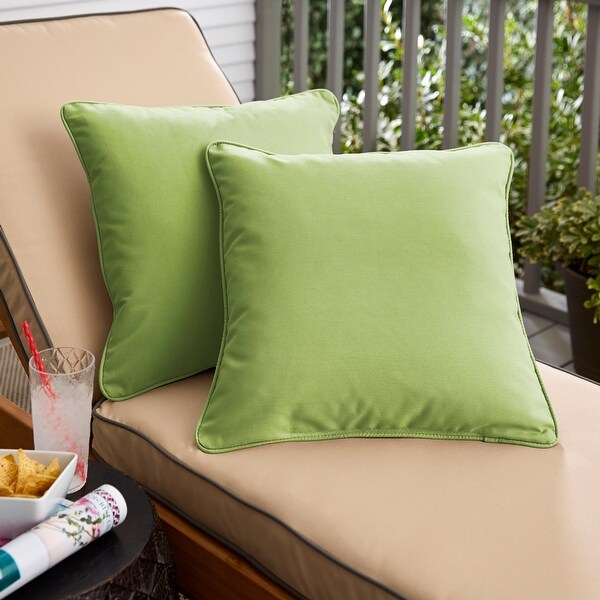 Sorra Home Apple Green Corded Indoor Outdoor Pillow Set Set of 2