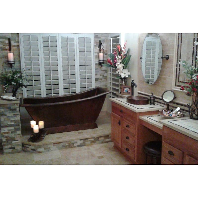 67-in Hammered Copper Canoa Single Slipper Bathtub in Oil Rubbed Bronze (BTSC67DB)