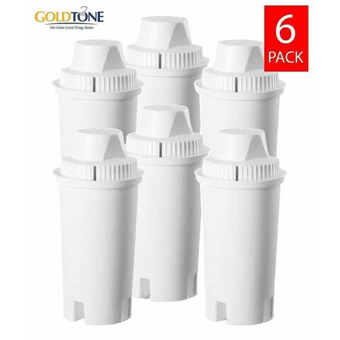 GoldTone Activated Charcoal Water Filters for BRITA and MAVEA Water Pitchers - Replacement Jug Water Pitcher Filter - (6 Pack)