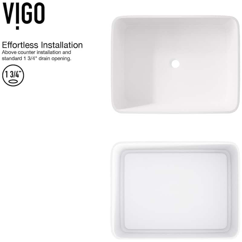 Vigo Jasmine 18-1/8" Matte Stone� Vessel Bathroom Sink with Olus Matte