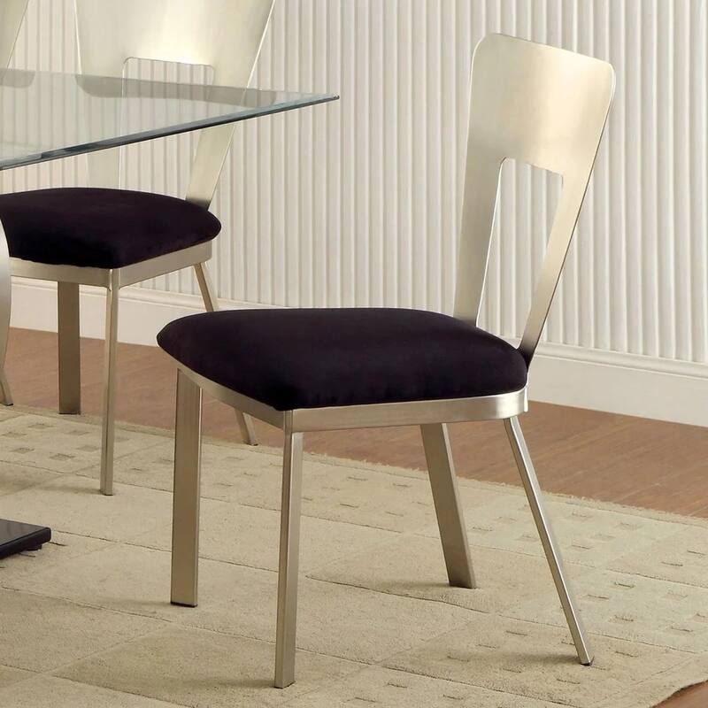 Set of 2 Microfiber and Metal Side Chairs - Black